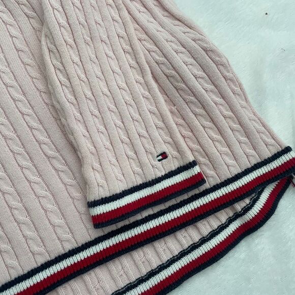 Tommy Hilfiger Cable Knit Sweater Women's XL Pink Feminine Romantic Fall Luxury - Picture 3 of 4
